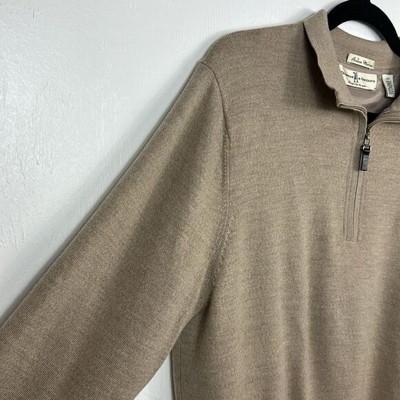 Fairway & Greene Beige Italian Merino Wool 1/4 Zip Sweater Size S - Picture 3 of 10